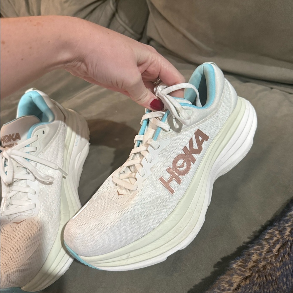 Hoka Women's White and Aqua Athletic Shoes